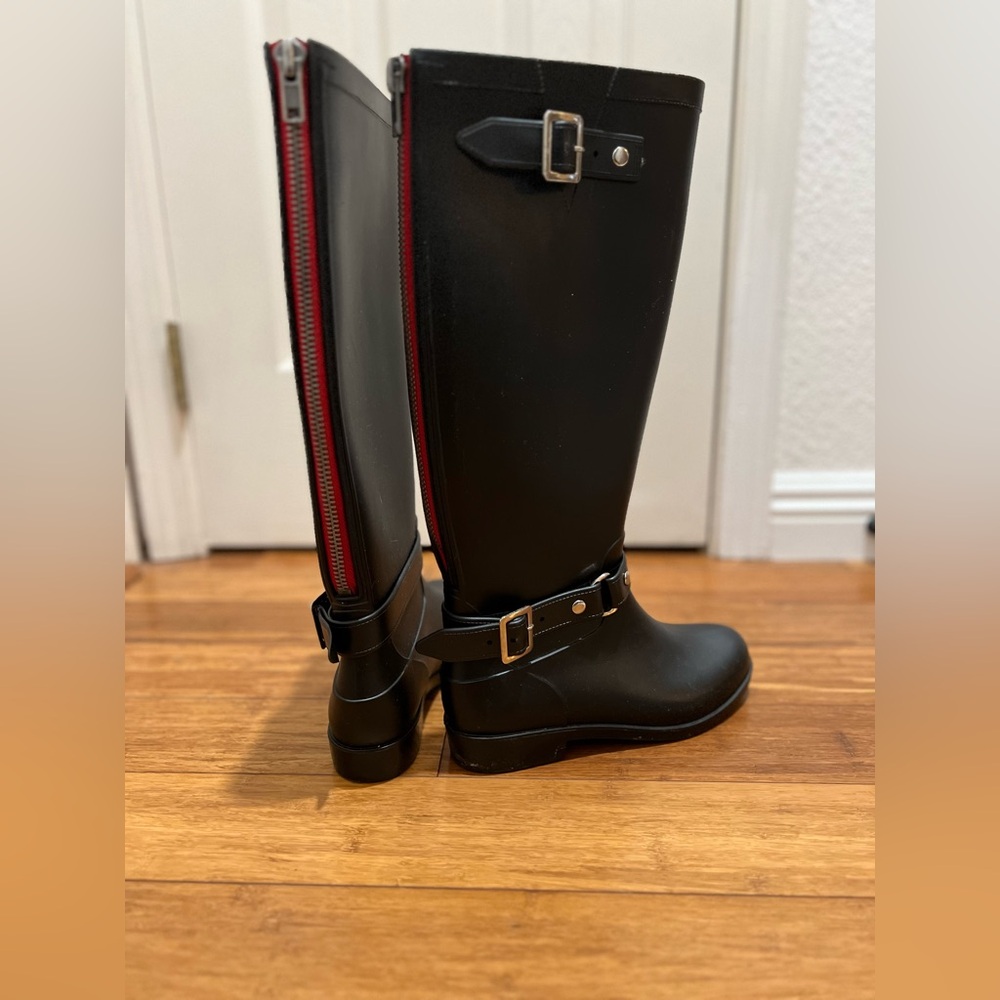 Black rain boots